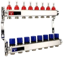 Группа коллекторная с расх. VARMEGA VM15108 ВР 1", под 130 насос, на 8 конт. 3/4" EK, нерж. сталь