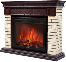 Портал Firelight Bricks 30 камень бежевый, шпон темный дуб
