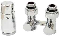 Комплект узла нижнего подкл SCHLOSSER прямой STANDARD 3/4" (хром) с термоголовкой М30х1,5, ниппеля 1/2"Х3/4"