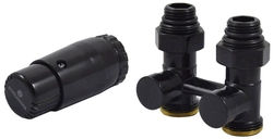 Комплект узла нижнего подкл SCHLOSSER прямой STANDARD 3/4" (Ral 9005) с термогол. М30х1,5, ниппеля 1/2"Х3/4"