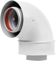 Отвод коаксиальный промежуточный Royal Thermo 60/100, 90 гр. M/M, подкл. через хомут