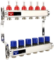 Группа коллекторная с расх. VARMEGA VM15106 ВР 1", под 130 насос, на 6 конт. 3/4" EK, нерж. сталь