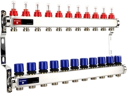 Группа коллекторная с расх. VARMEGA VM15111 ВР 1", под 130 насос, на 11 конт. 3/4" EK, нерж. сталь